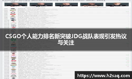 CSGO个人能力排名新突破JDG战队表现引发热议与关注
